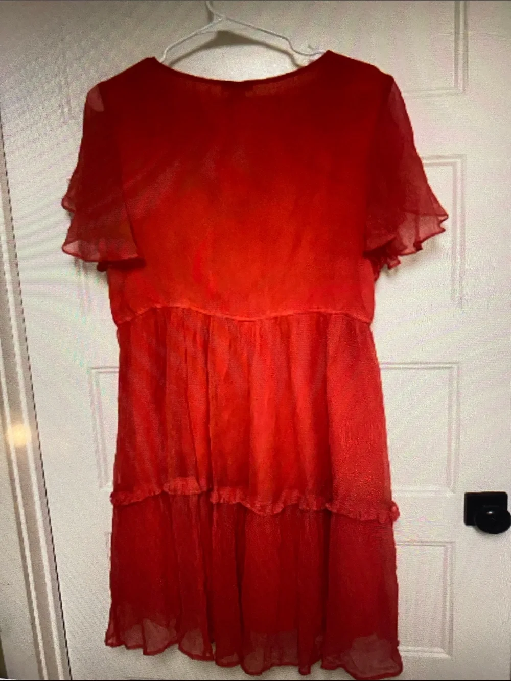 NWT SUNDANCE Catalog Monaco Meet Up Flutter Sleeve Dress Coral Large